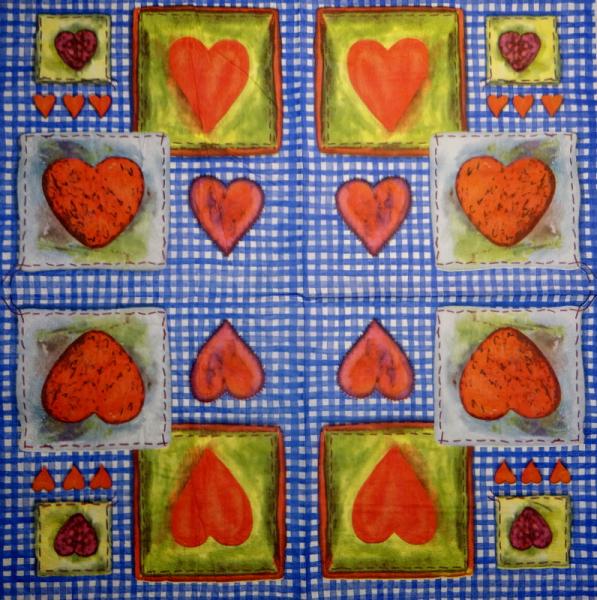 170 Heart / Hearts - 4-ply - ppd - The Image Bank - Handkerchief